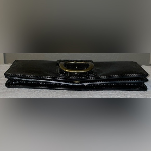 COACH HORSE & CARRIAGE PATENT LEATHER LARGE BLACK CLUTCH WALLET PURSE BAG EUC - Picture 9 of 12